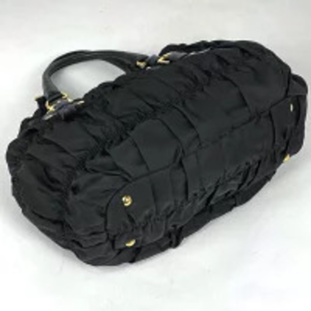 Prada Bag Tote Handbag Nero Gathered Black